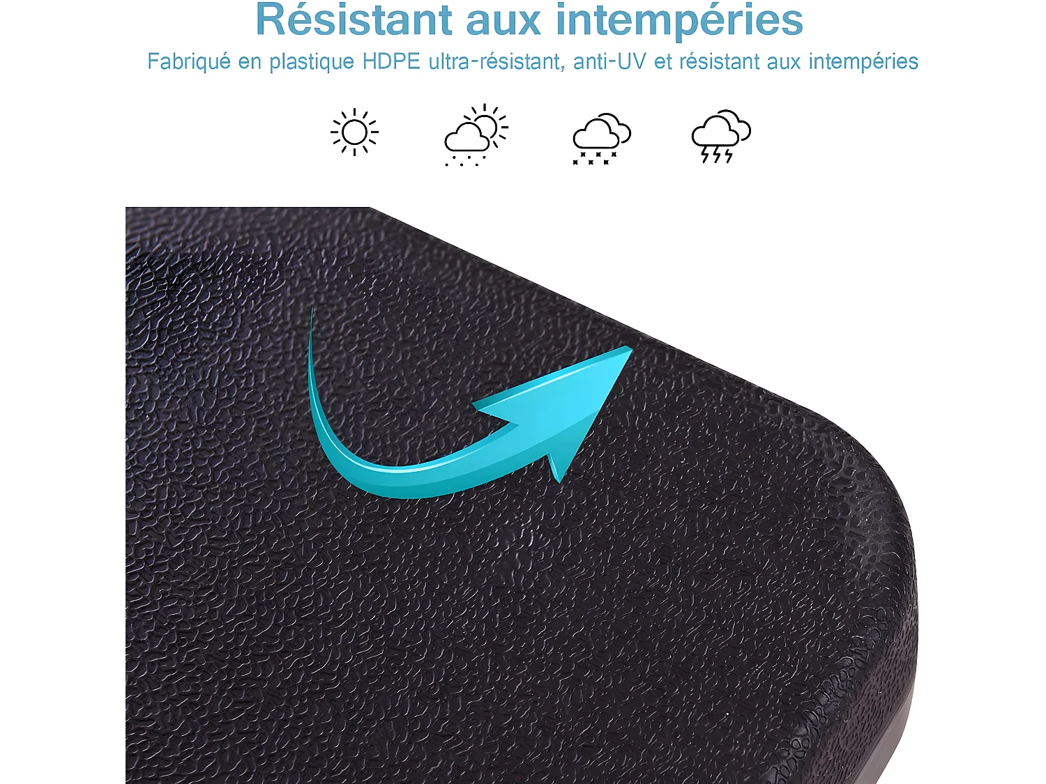 Pieds de Parasol Lot de 4 Dalles de Parasol Remplissable d'Eau 52L ou de Sable 72 KG pour Terrasse, Cour, Jardin Noir