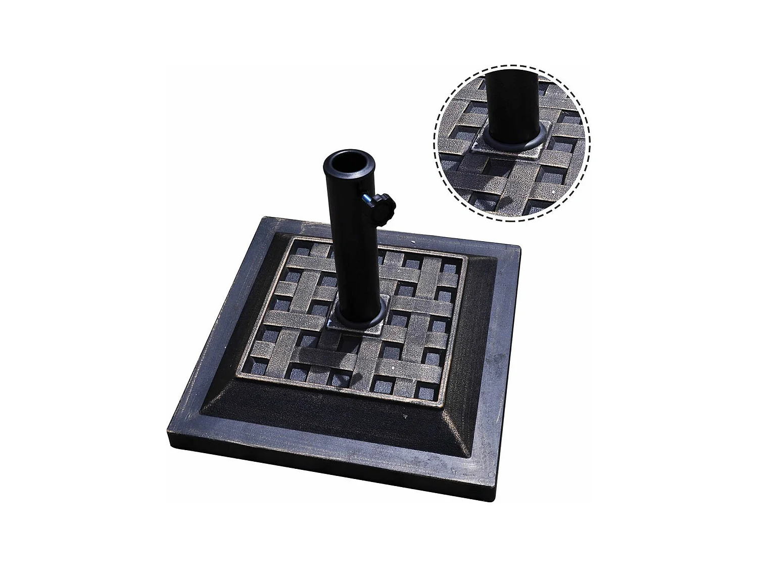 Harsen parasolstandaard met prachtig patroon, parasolvoet voor parasolstok, geschikt voor balkon, tuin, strand, brons (Φ440xH330mm)
