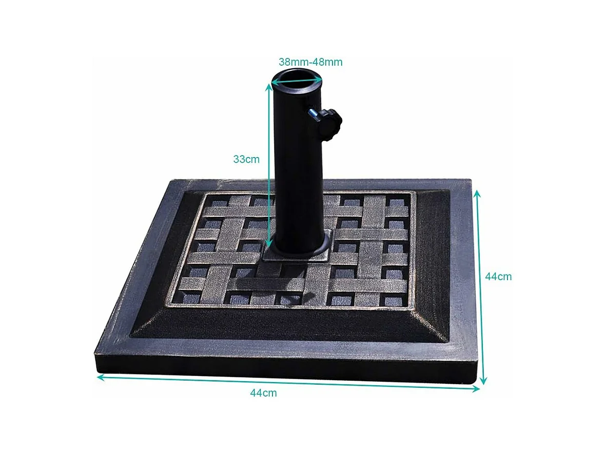 Harsen parasolstandaard met prachtig patroon, parasolvoet voor parasolstok, geschikt voor balkon, tuin, strand, brons (Φ440xH330mm)