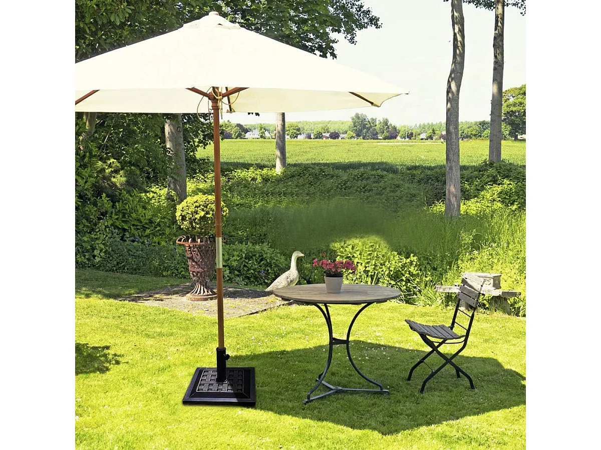 Pied de parasol en Résine avec Motif Exquis, Base de Parasol pour Mât de Parapluie, Convient pour Balcon, Jardin, Plage, Bronze (Φ440xH330mm)