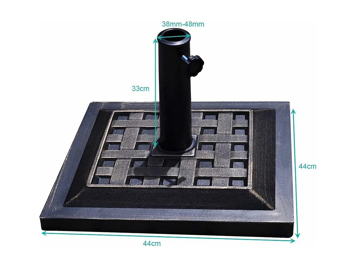 Pied de parasol en Résine avec Motif Exquis, Base de Parasol pour Mât de Parapluie, Convient pour Balcon, Jardin, Plage, Bronze (Φ440xH330mm)
