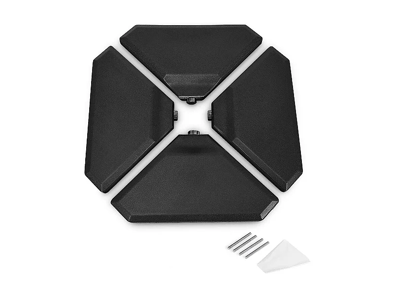 Base de Parasol Lourd 4 Plaques 83 x 83cm Remplie d'Eau ou de Sable 70 kg avec Trous de Remplissage pour Parasol Déporté