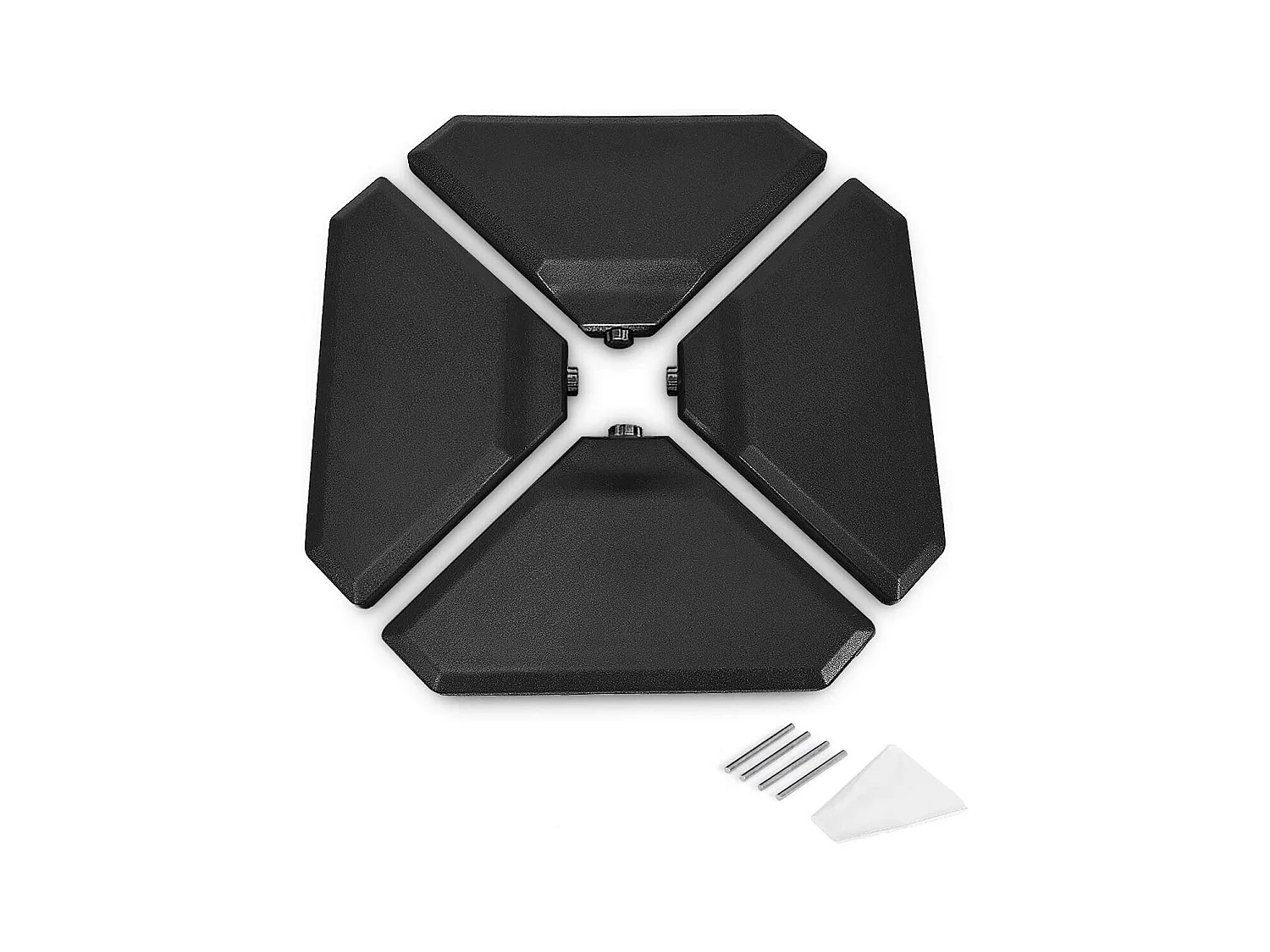 Base de Parasol Lourd 4 Plaques 83 x 83cm Remplie d'Eau ou de Sable 70 kg avec Trous de Remplissage pour Parasol Déporté