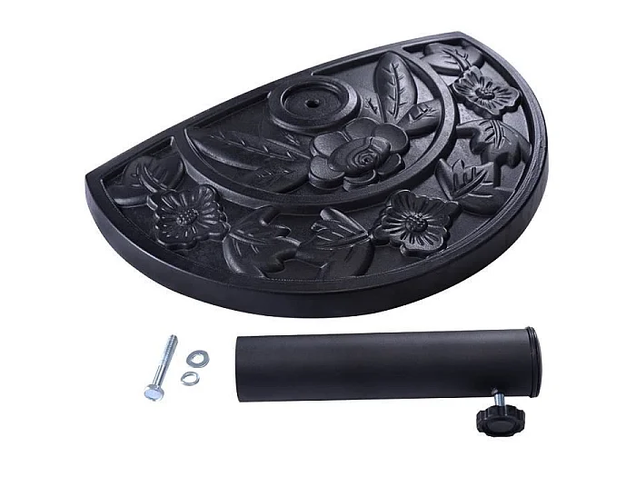 Base/Pied de Parasol Support pour parasol ou parapluie Convient pour Diamètre de 38mm ou 48mm Support pour Parasol Noir demi-rond