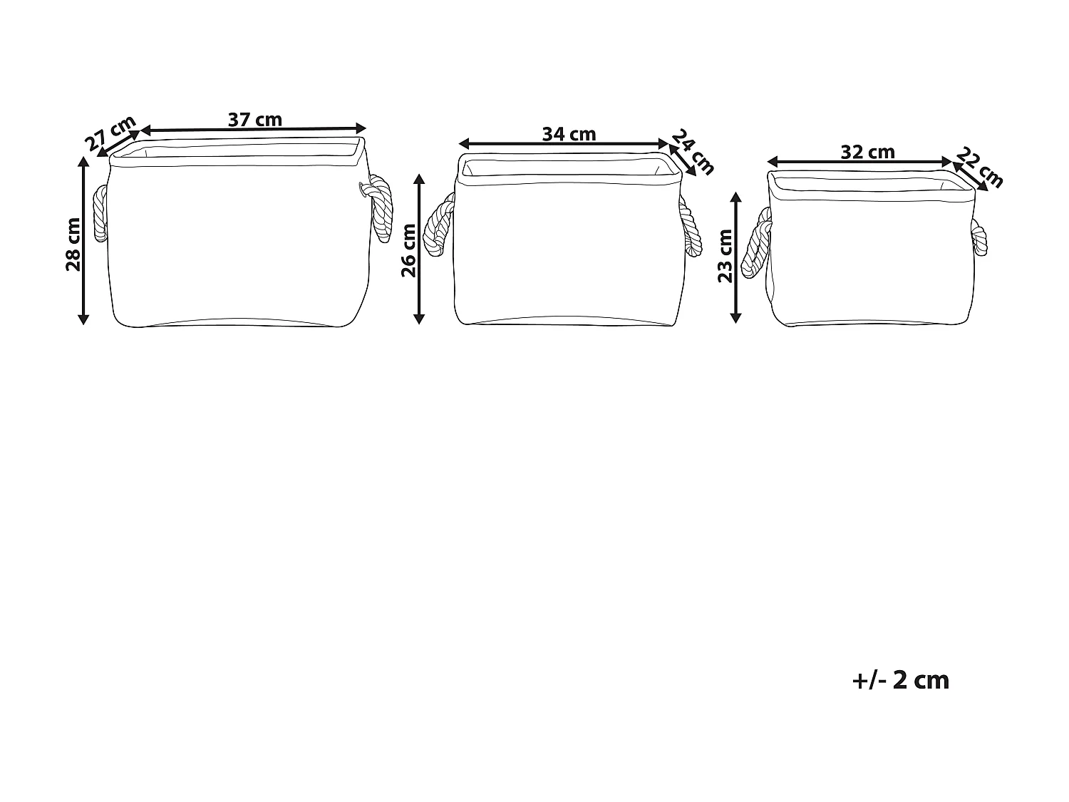 Zestaw 3 koszy DARQAB Bawełna Oliwkowy
