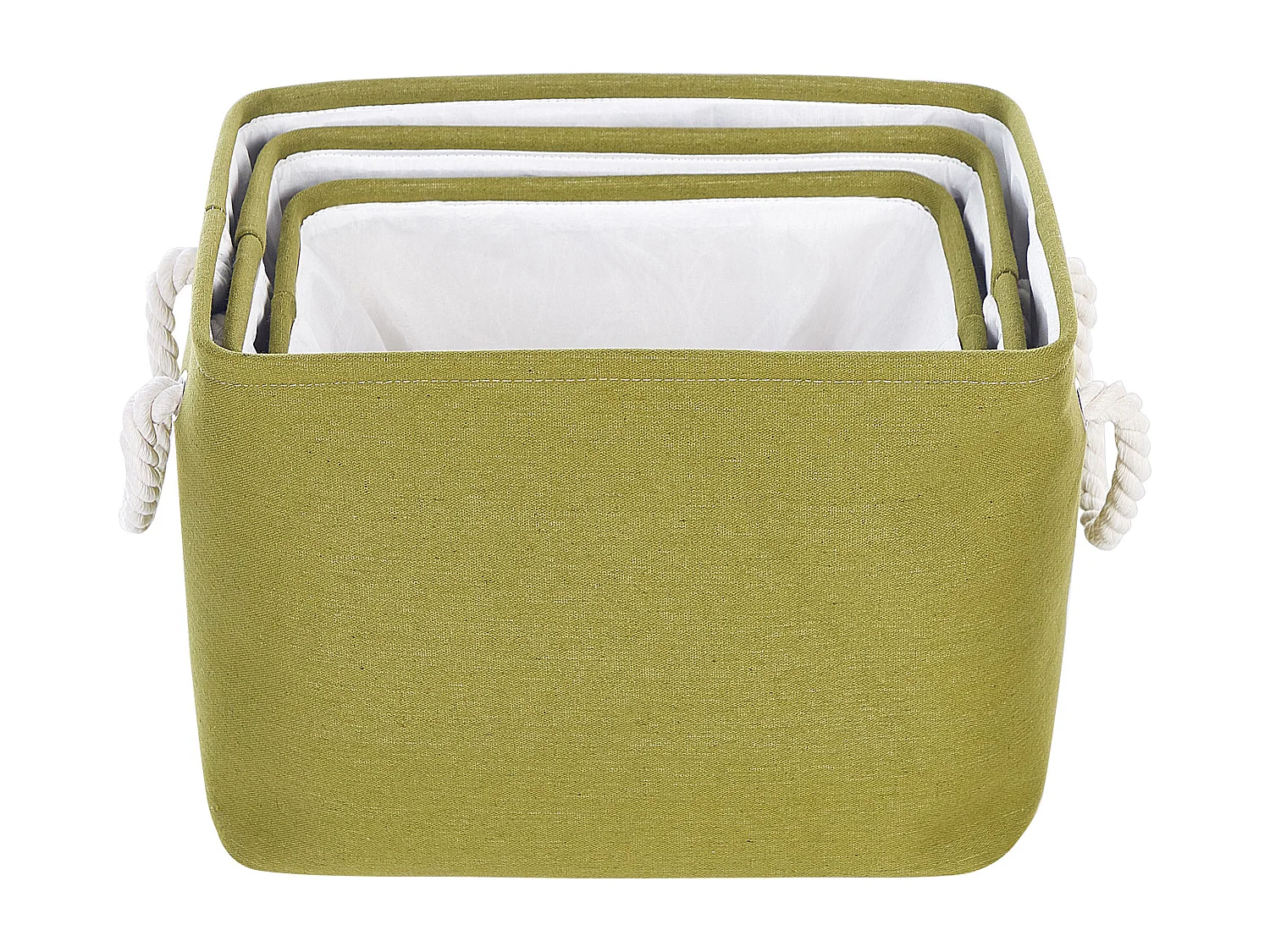 Aufbewahrungskorb 3er Set grün handgemacht Textilkorb mit Griffen Modern Darqab