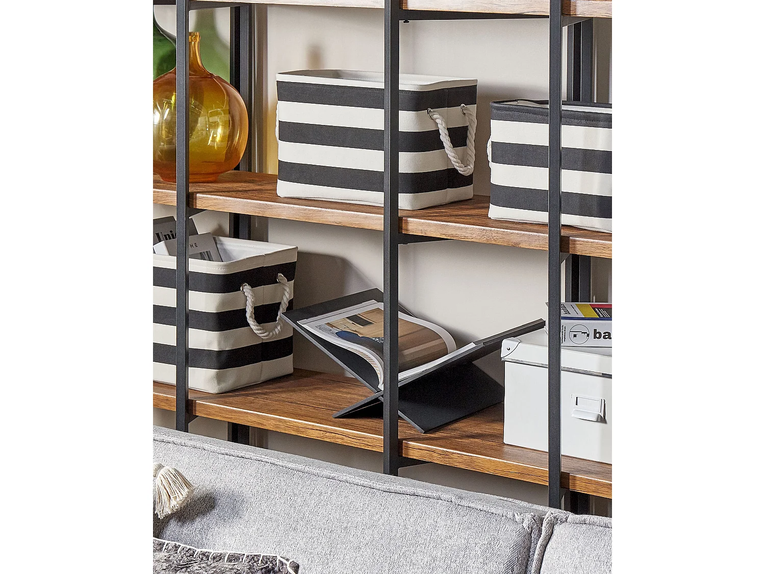 Lot de 3 paniers DARQAB Coton Noir/blanc