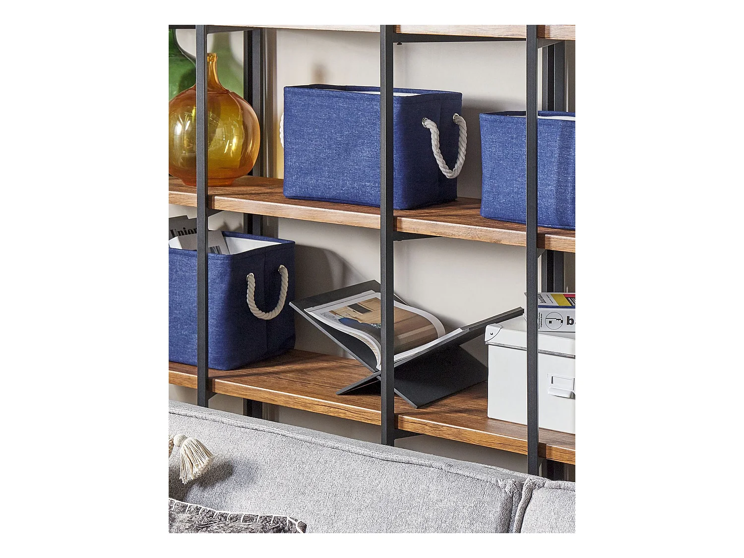 Aufbewahrungskorb 3er Set blau handgemacht Textilkorb mit Griffen Modern Darqab