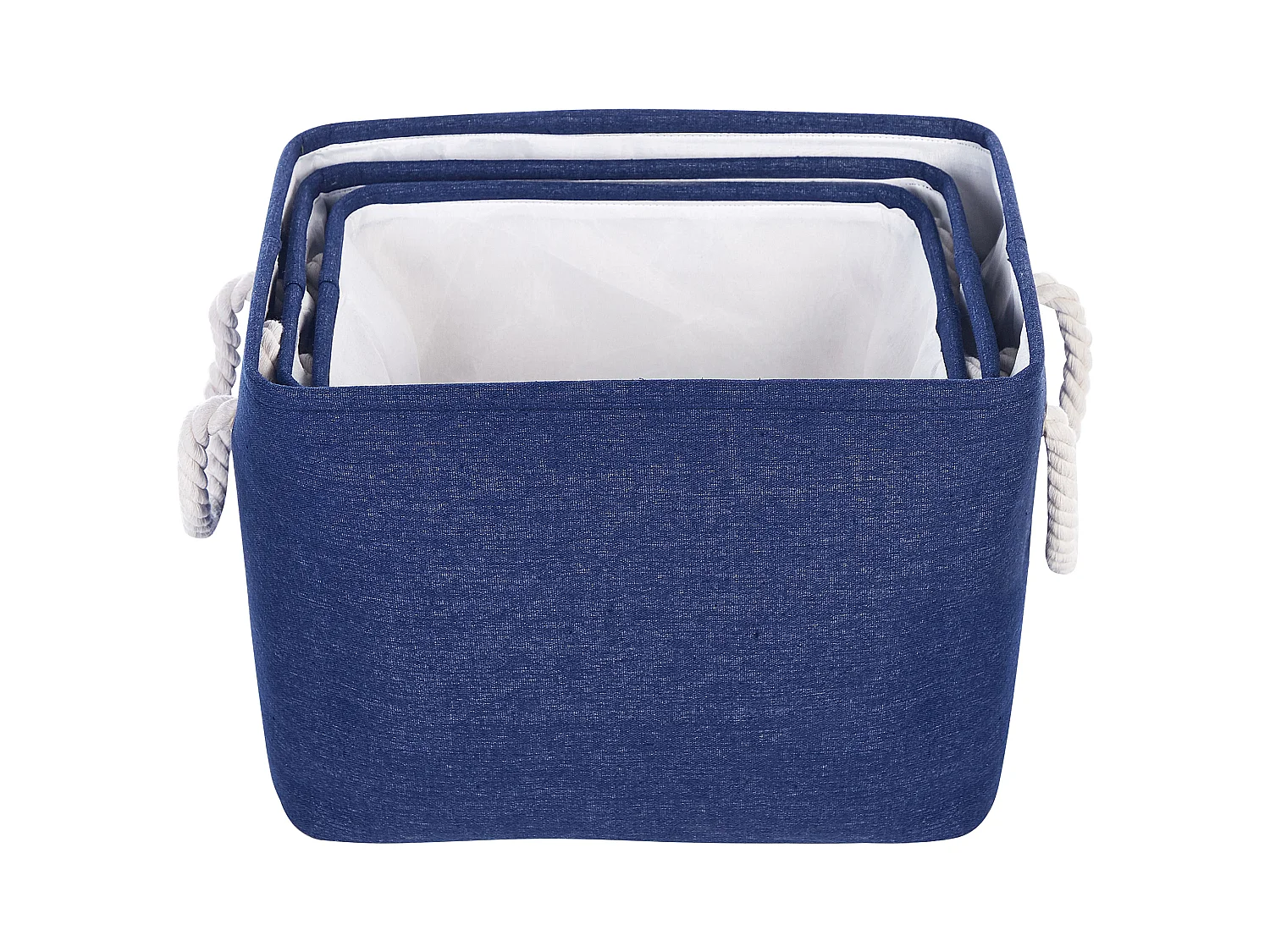 Aufbewahrungskorb 3er Set blau handgemacht Textilkorb mit Griffen Modern Darqab