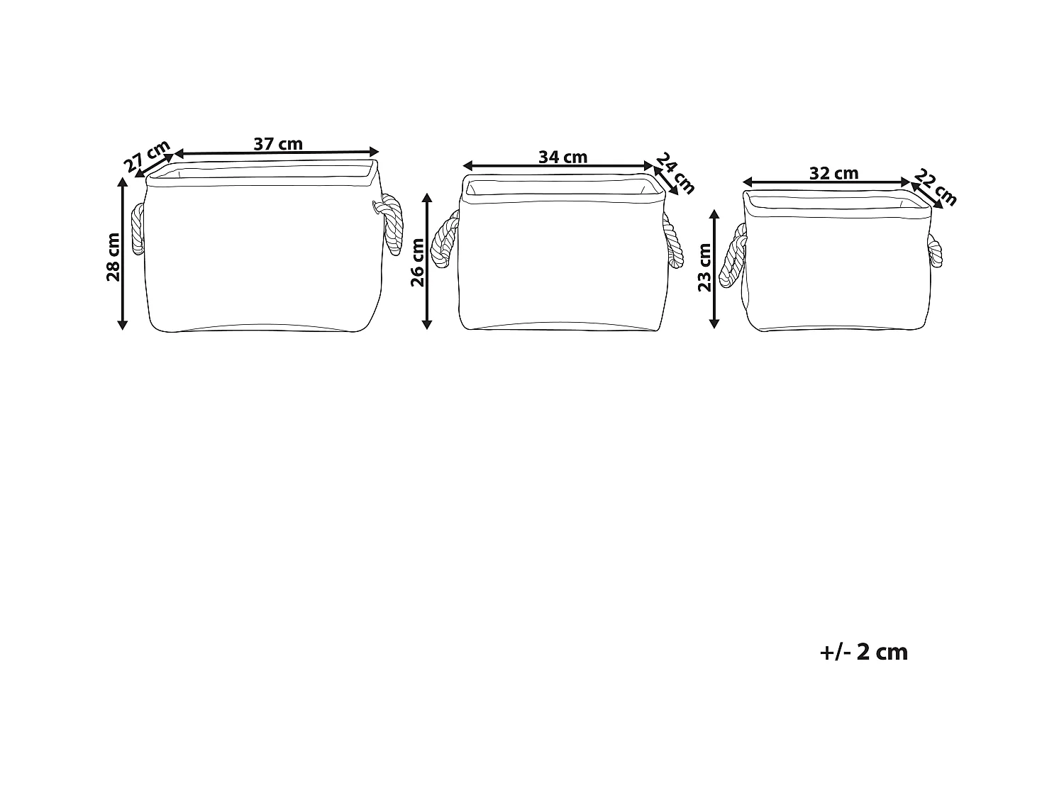 Set van 3 manden DARQAB Katoen Taupe