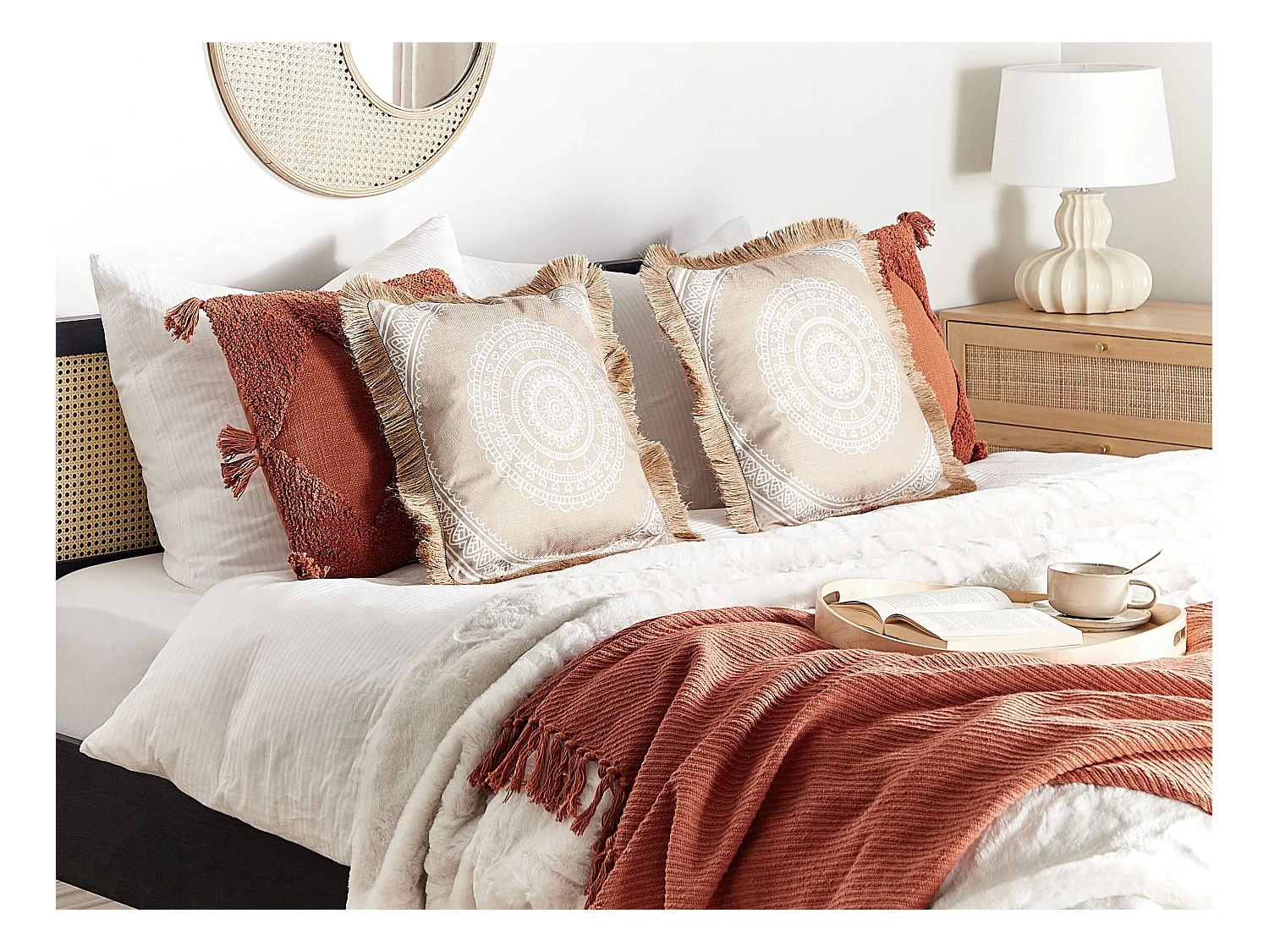 Zestaw 2 poduszek dekoracyjnych AGRIMONY 45 x 45 cm Beżowy Wzór orientalny