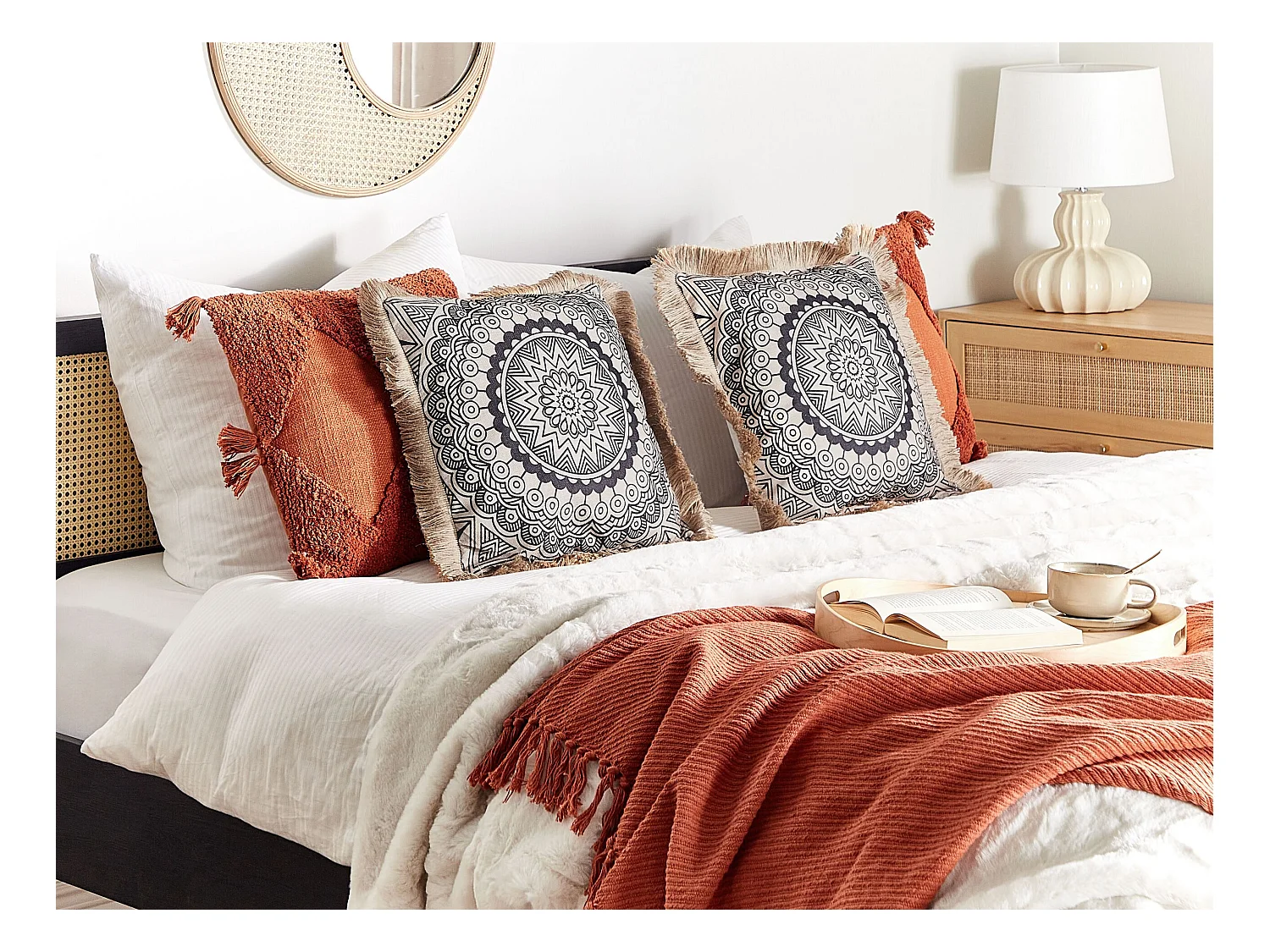 Set di 2 cuscini GERANIUM 45 x 45 cm Nero Trama orientale