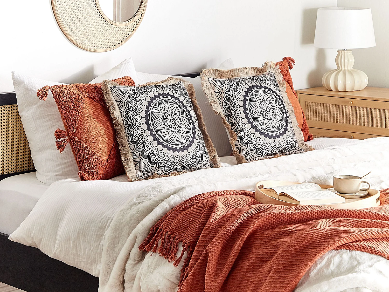 Lot de 2 coussins décoratifs GERANIUM 45 x 45 cm Noir Motif oriental