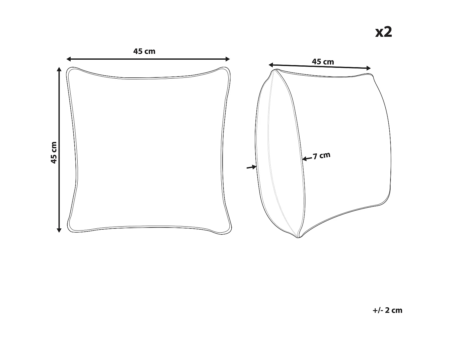 Lot de 2 coussins décoratifs GERANIUM 45 x 45 cm Noir Motif oriental
