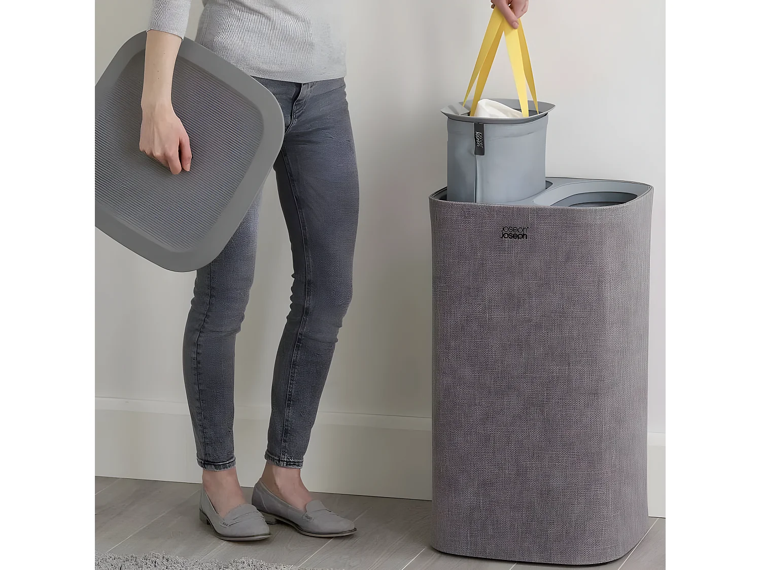 Tota panier à linge 90l gris