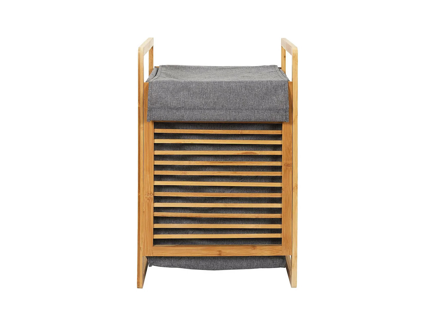 LAZEN - Panière à Linge Bambou et Tissu Gris