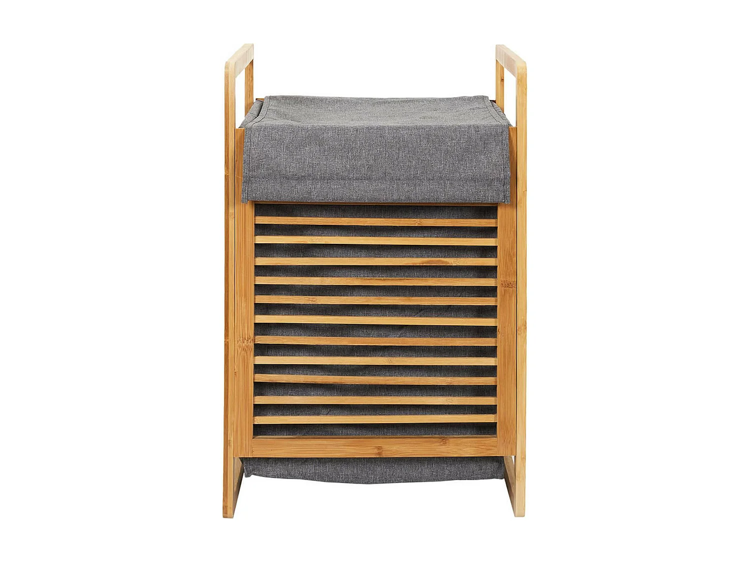 LAZEN - Panière à Linge Bambou et Tissu Gris