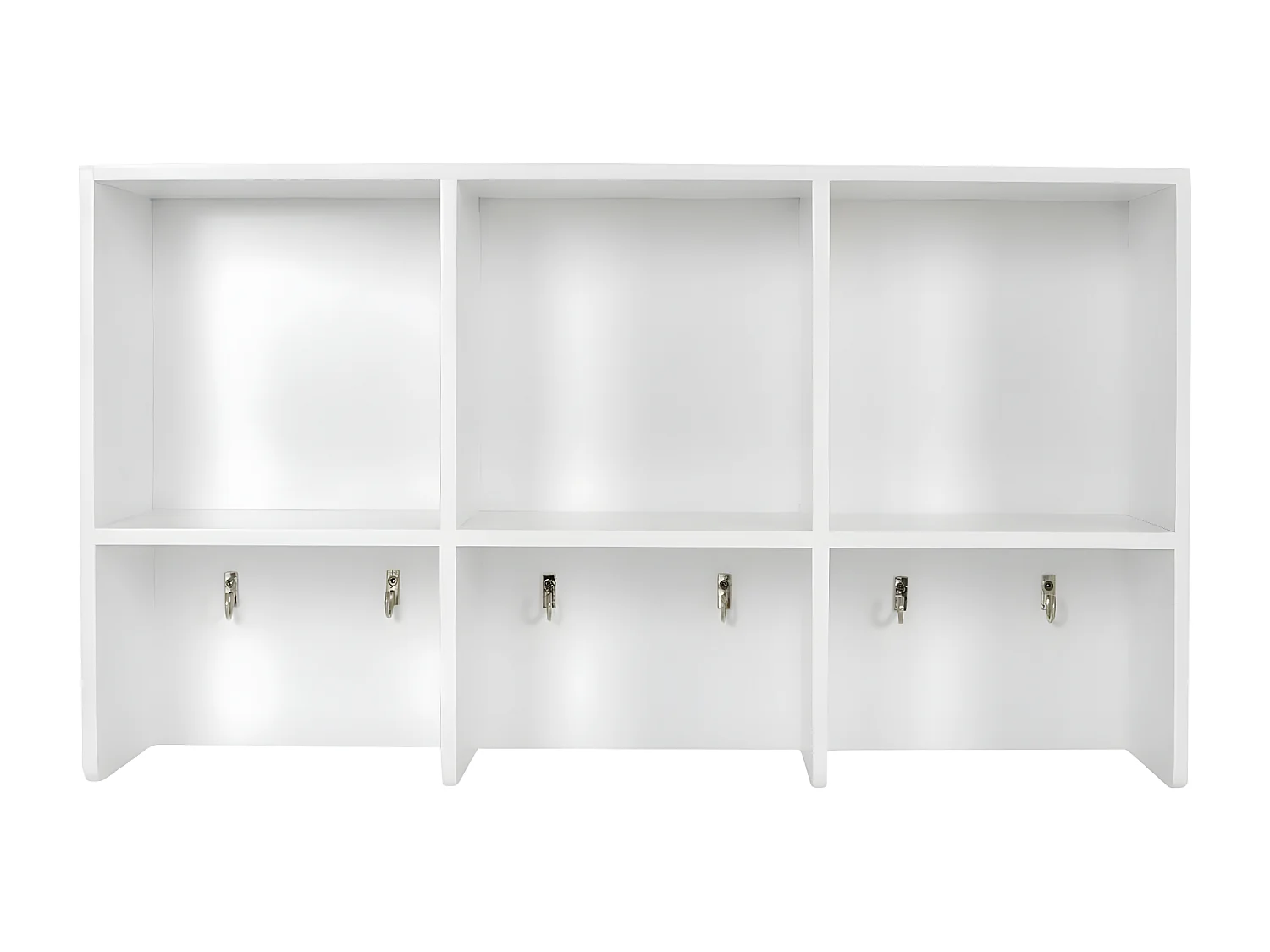 QIUSHY - Etagère Murale Blanches 3 Compartiments et Crochets