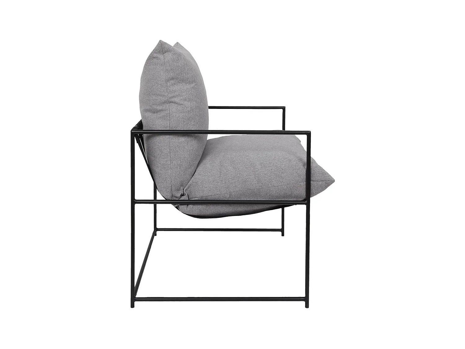 JAMIE - Fauteuil Design Métal Noir et Coussin Gris Chiné