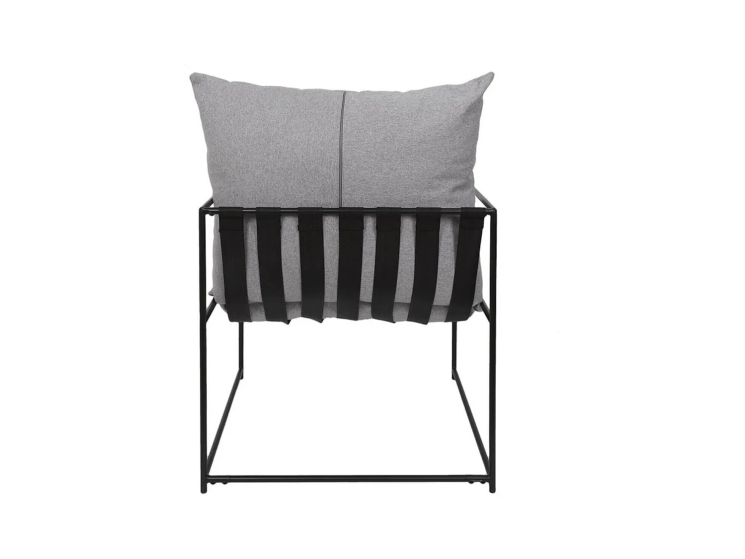 JAMIE - Fauteuil Design Métal Noir et Coussin Gris Chiné