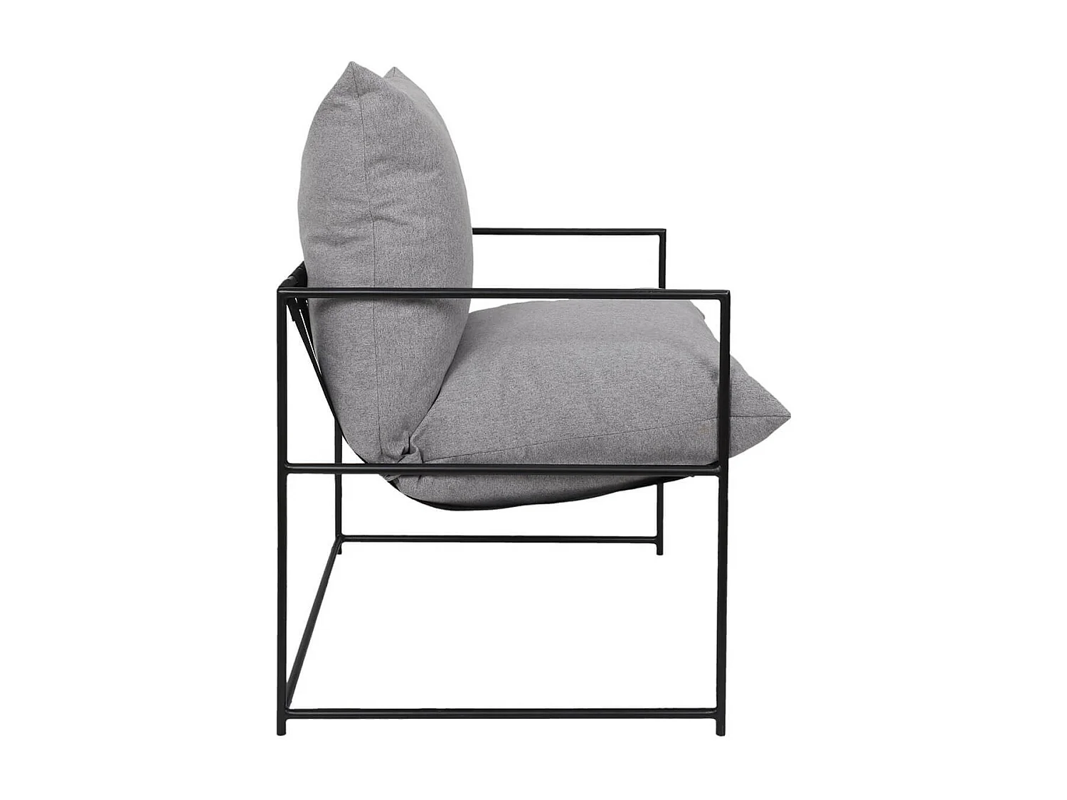 JAMIE - Fauteuil Design Métal Noir et Coussin Gris Chiné