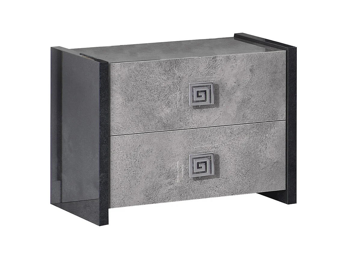 HYDE - Chambre Complète 140x190cm Gris Effet Pierre avec Leds