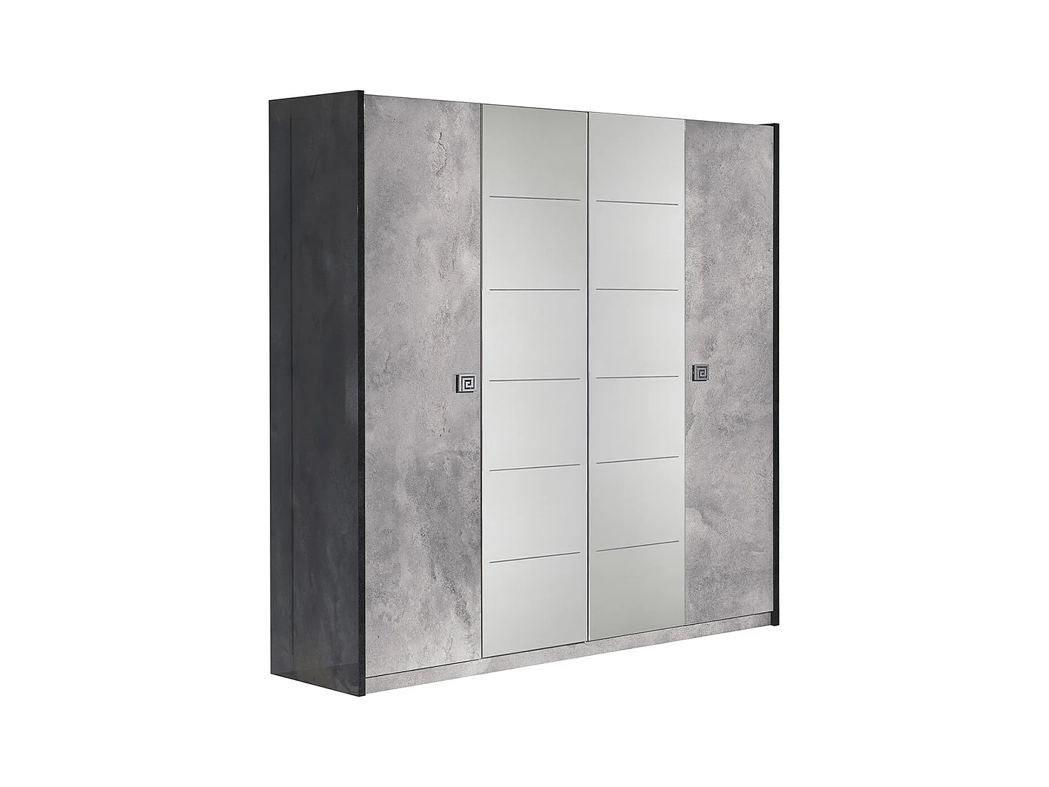 HYDE - Chambre Complète 140x190cm Gris Effet Pierre avec Leds