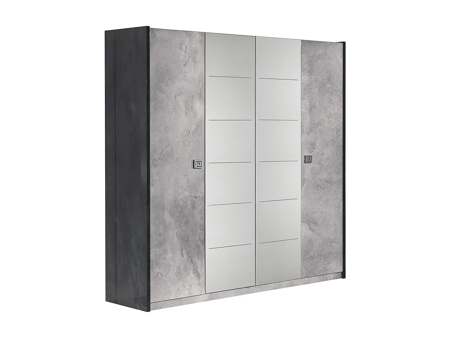 HYDE - Chambre Complète 140x190cm Gris Effet Pierre avec Leds
