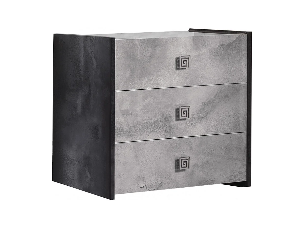 HYDE - Chambre Complète 160x200cm Gris Effet Pierre avec Leds