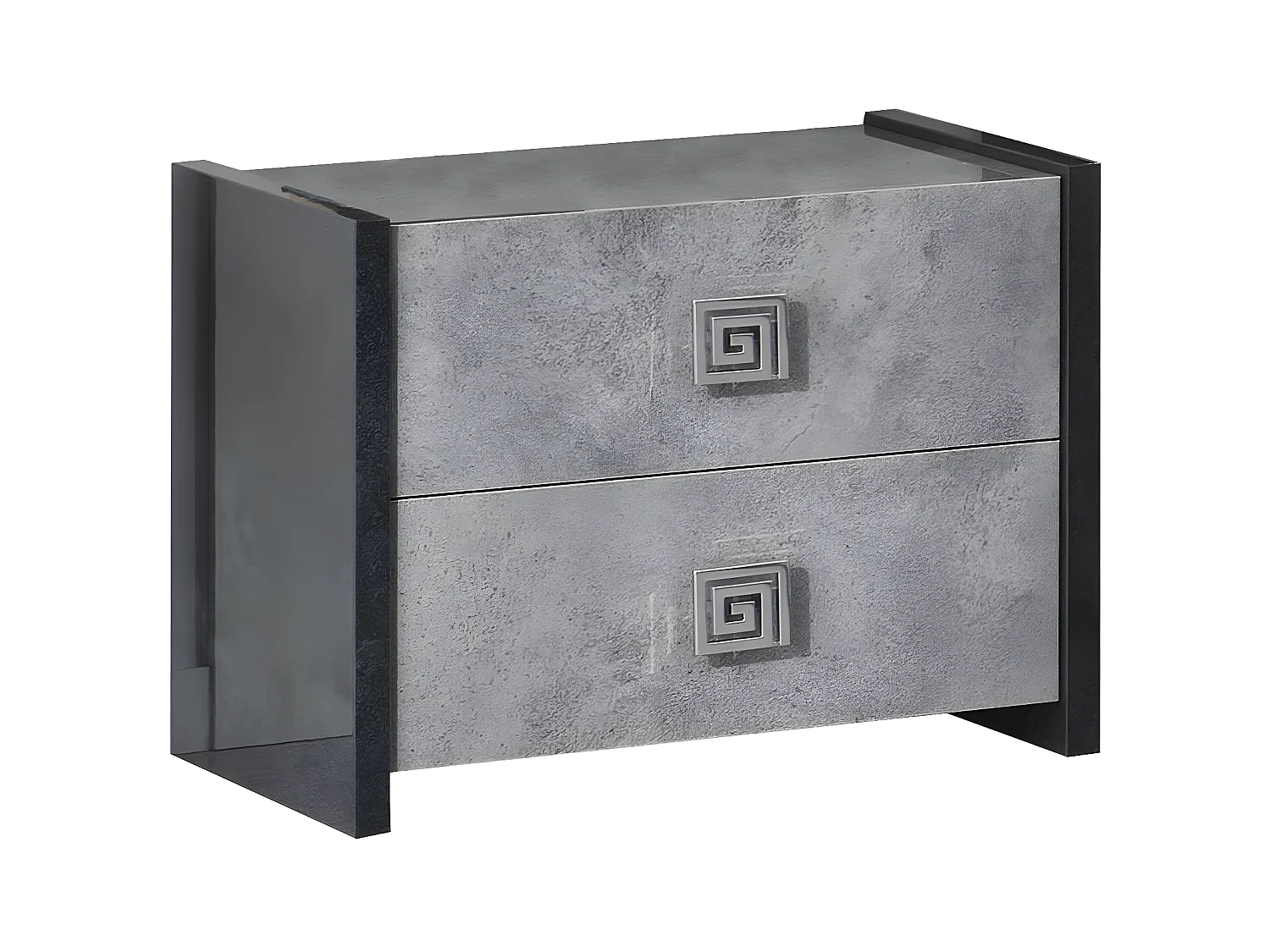 HYDE - Chambre 140x190cm Gris Effet Pierre avec Leds