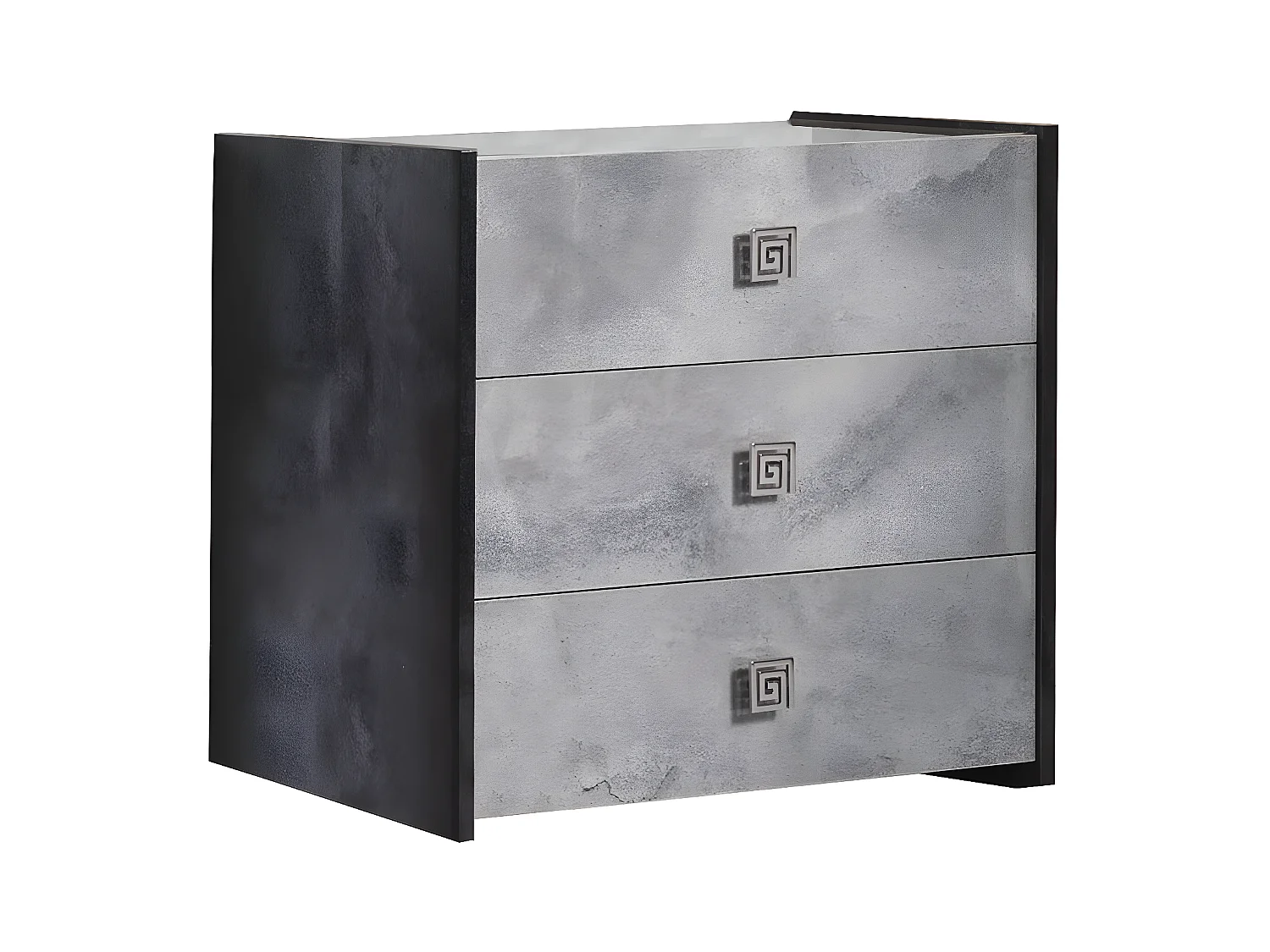 HYDE - Chambre 140x190cm Gris Effet Pierre avec Leds