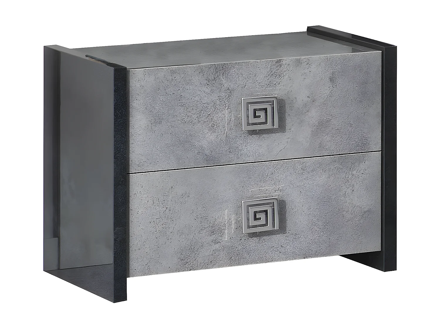 HYDE - Chambre 140x190cm Gris Effet Pierre avec Leds