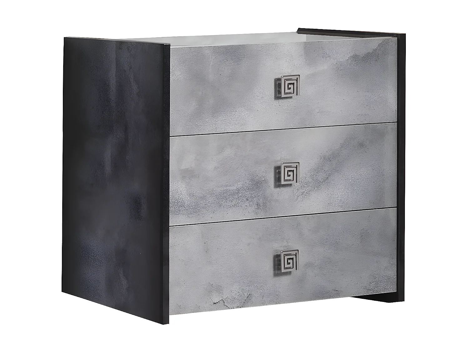 HYDE - Chambre 140x190cm Gris Effet Pierre avec Leds