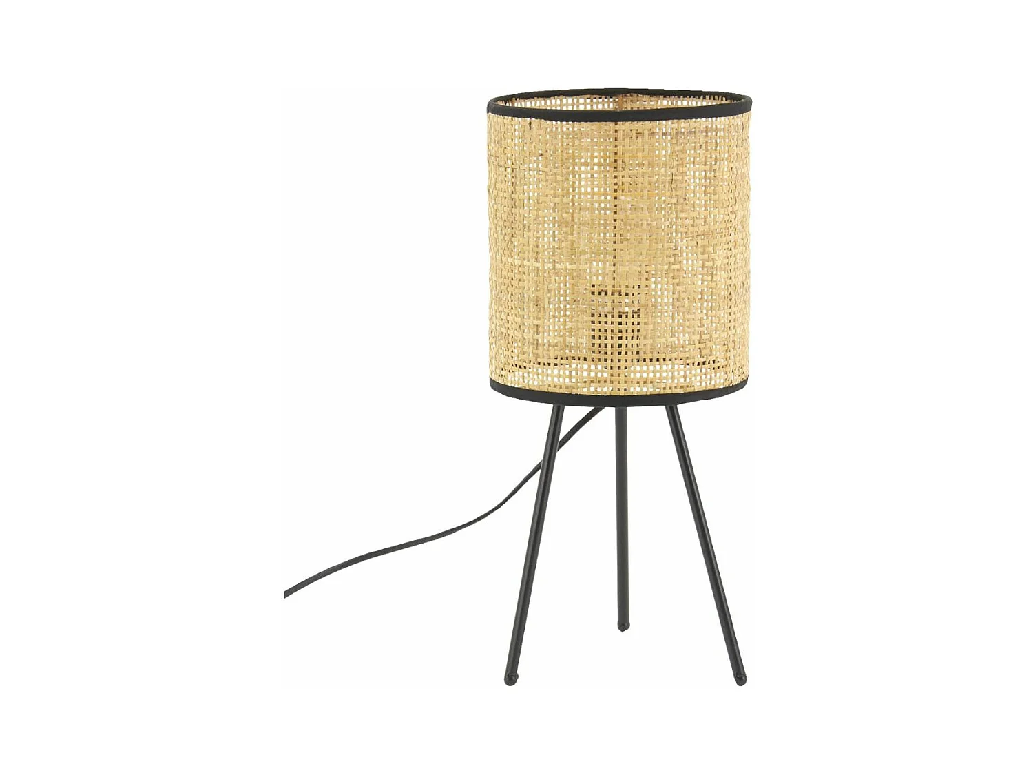 Lampe de chevet en métal et cannage