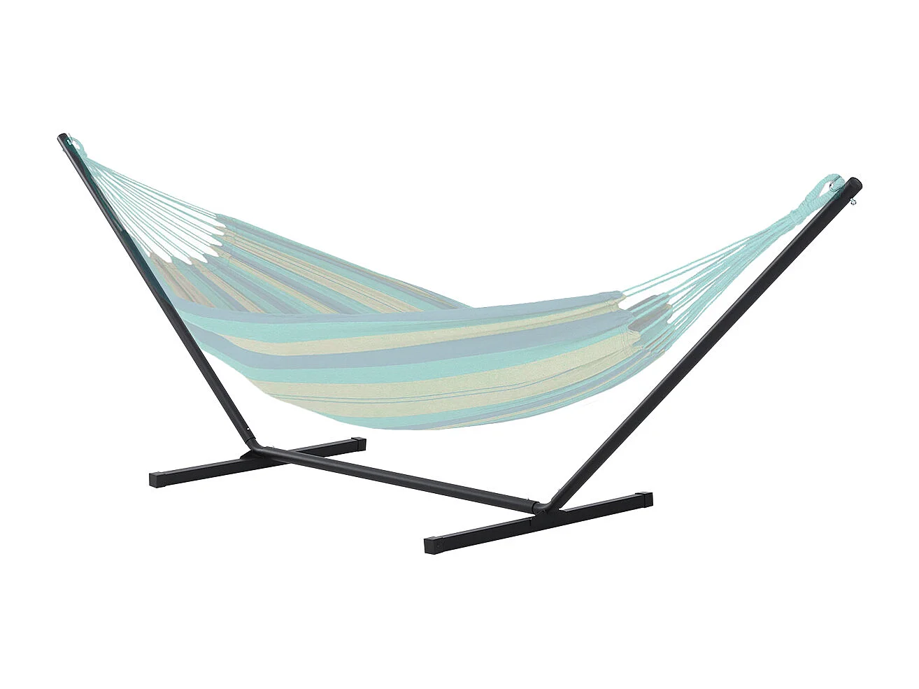 Support pied de hamac structure robuste métal époxy noir dim. 3,60L x 0,92l x 1,15H m