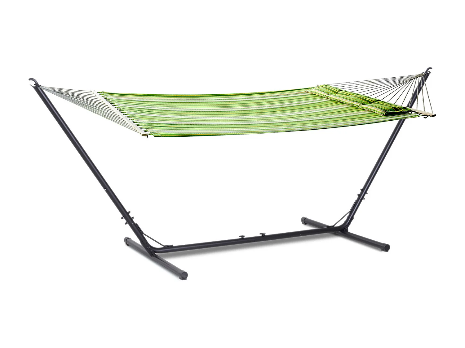 Support pied de hamac réglable structure robuste métal époxy noir dim. 3,08-3,80L x 1,08l x 1,20H m