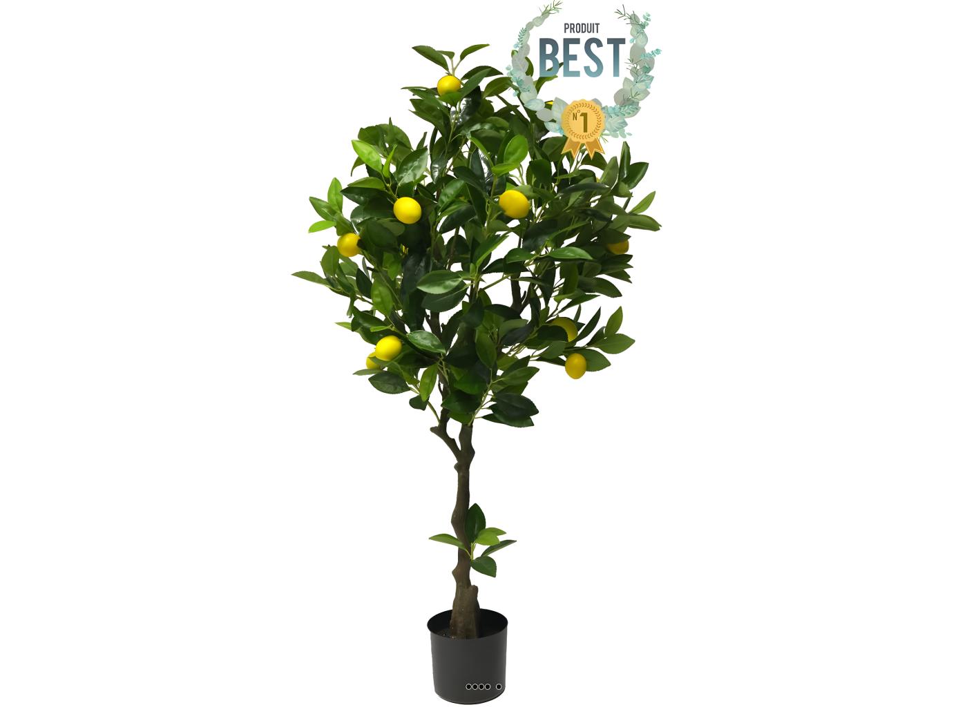 Citronnier en pot artificiel avec fruits H 120 cm 15 faux citrons