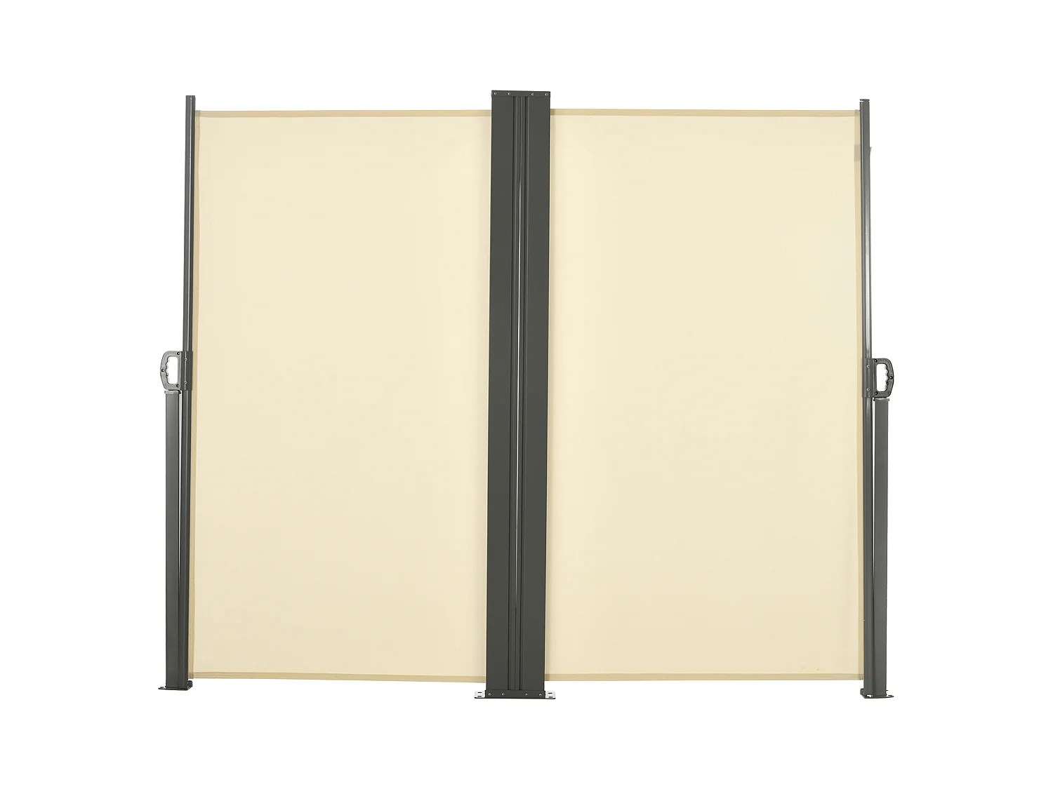 Double store latéral brise-vue paravent rétractable dim. 6L x 1,60H m polyester anti-UV haute densité crème