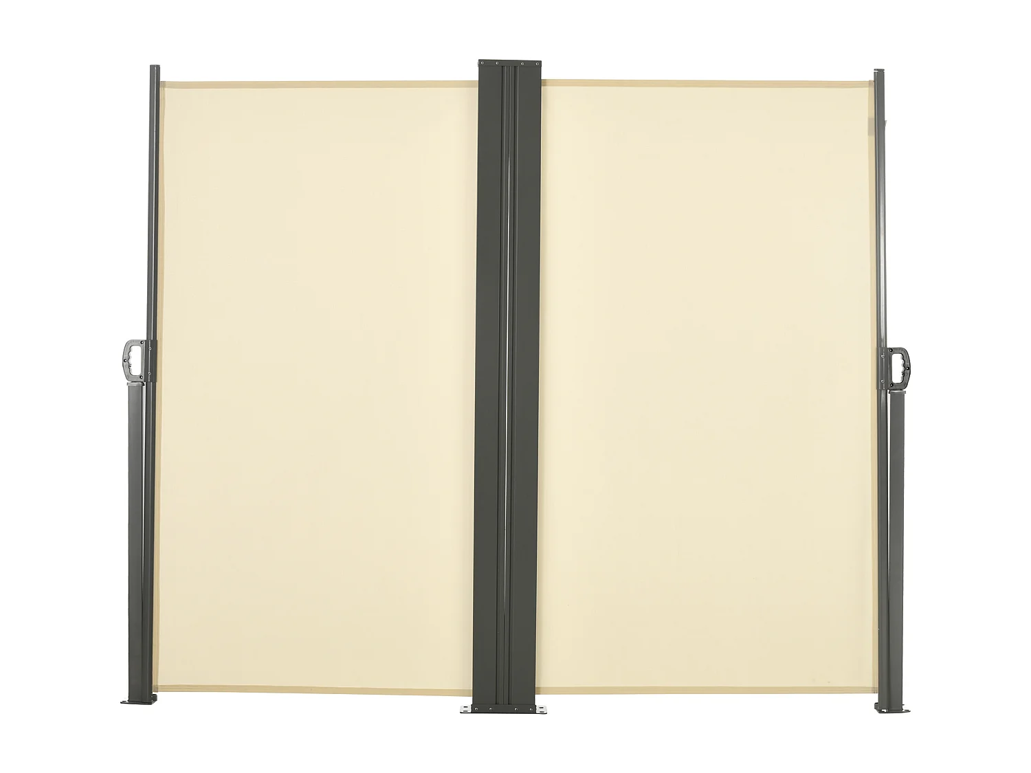 Double store latéral brise-vue paravent rétractable dim. 6L x 1,60H m polyester anti-UV haute densité crème