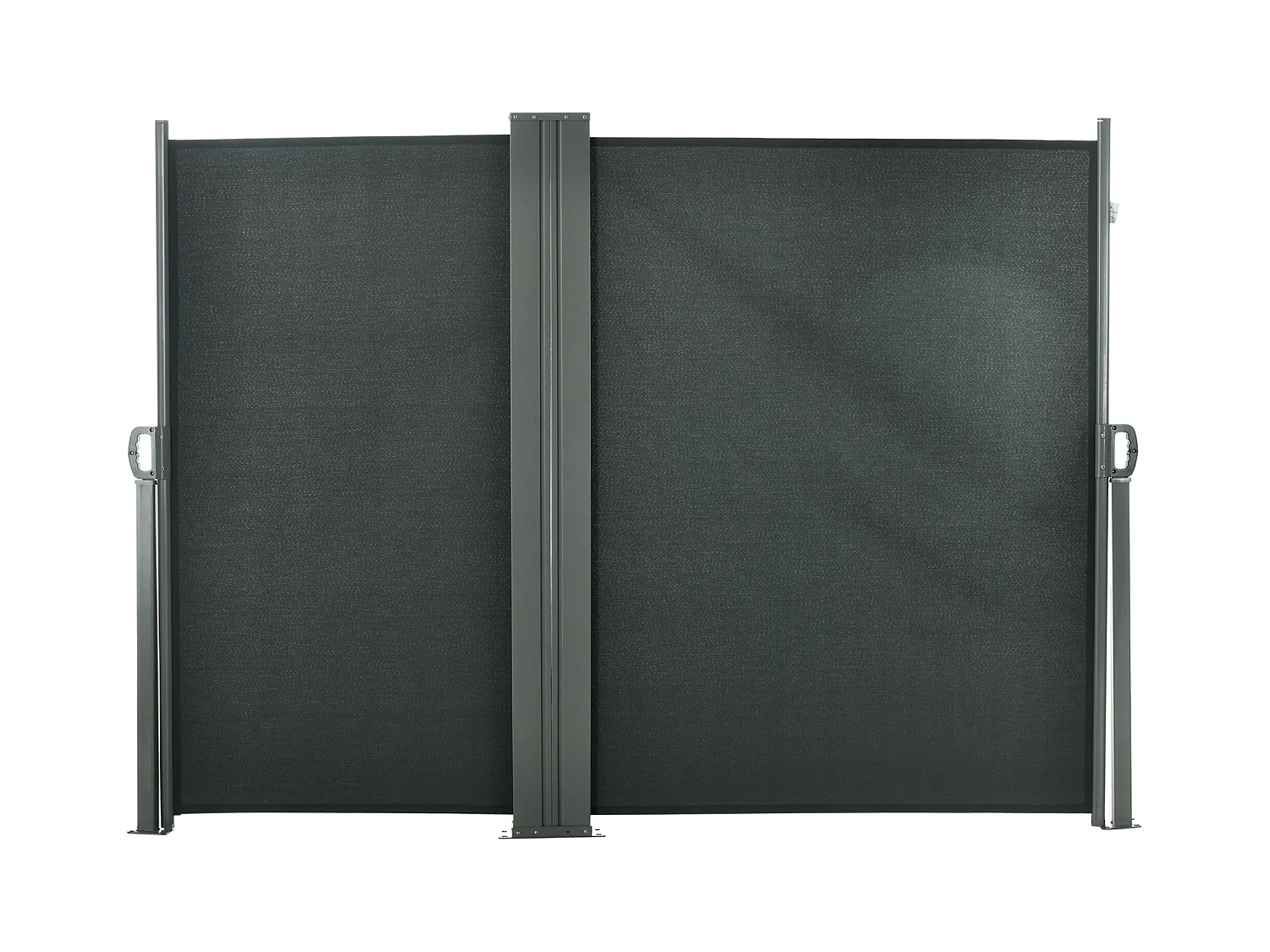 Double store latéral brise-vue paravent rétractable dim. 6L x 1,60H m polyester anti-UV haute densité gris