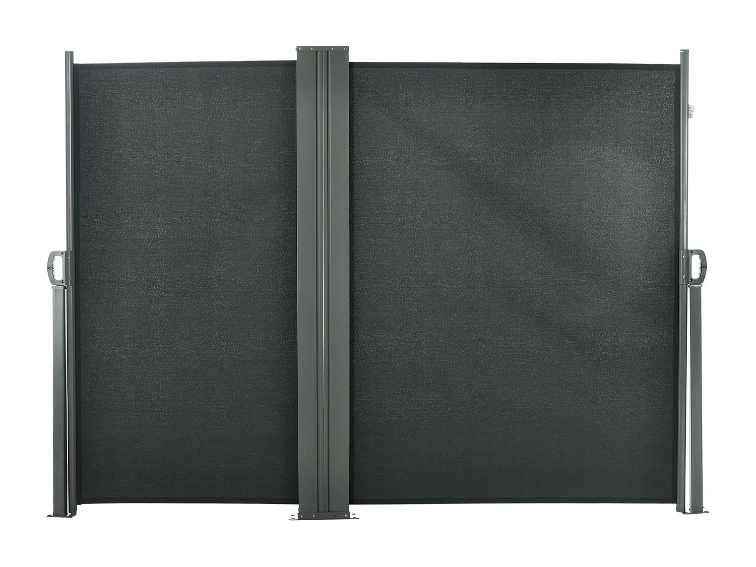 Double store latéral brise-vue paravent rétractable dim. 6L x 1,60H m polyester anti-UV haute densité gris