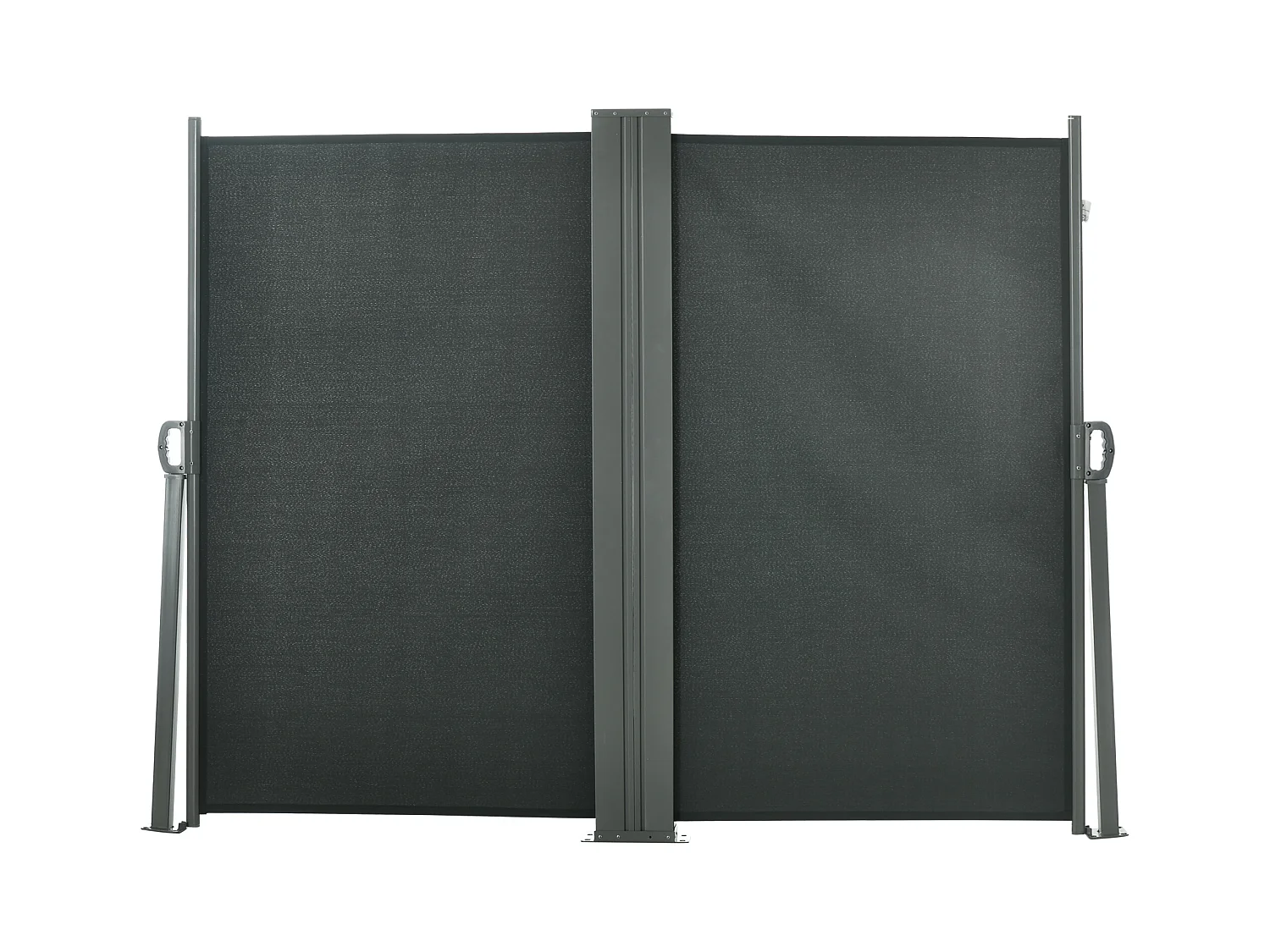 Double store latéral brise-vue paravent rétractable dim. 6L x 1,60H m polyester anti-UV haute densité gris