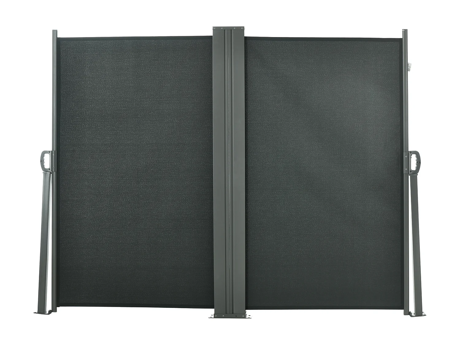 Double store latéral brise-vue paravent rétractable dim. 6L x 1,60H m polyester anti-UV haute densité gris