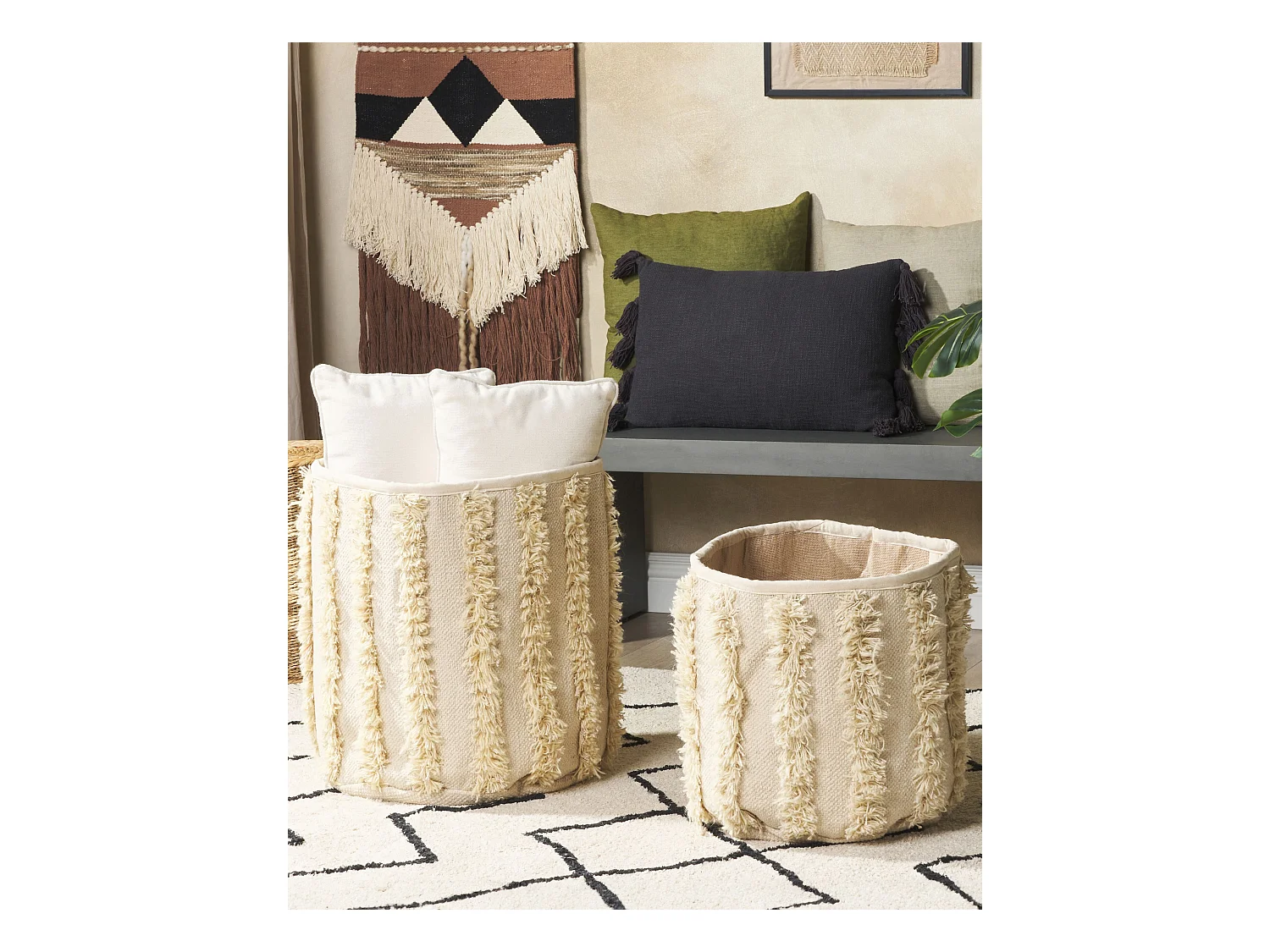 Zestaw 2 koszy KAKKI Bawełna Beżowy