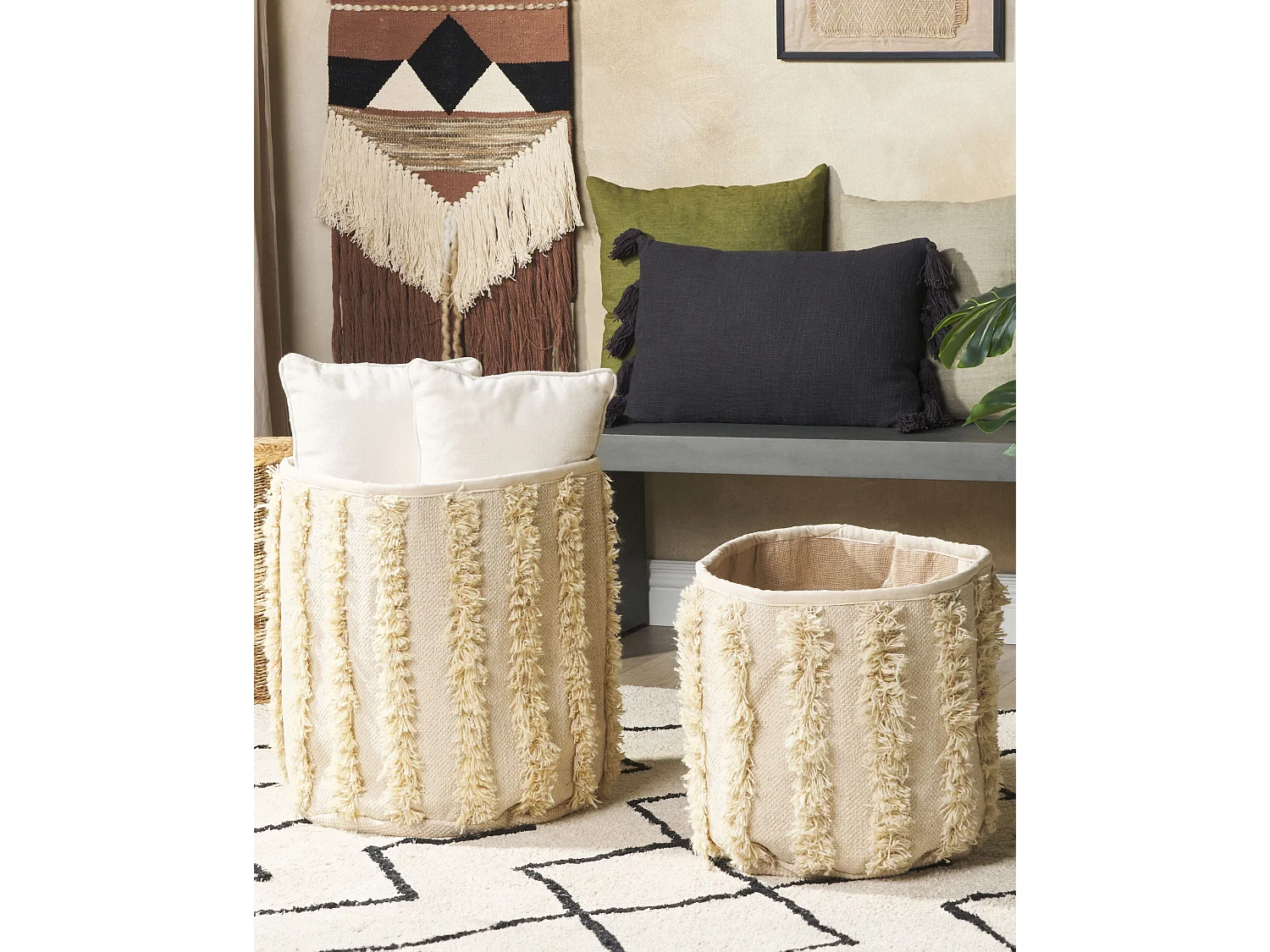 Set van 2 manden KAKKI Katoen Beige