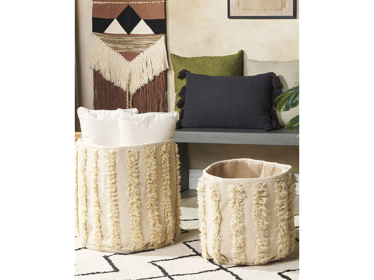 Lot de 2 paniers KAKKI Coton Beige