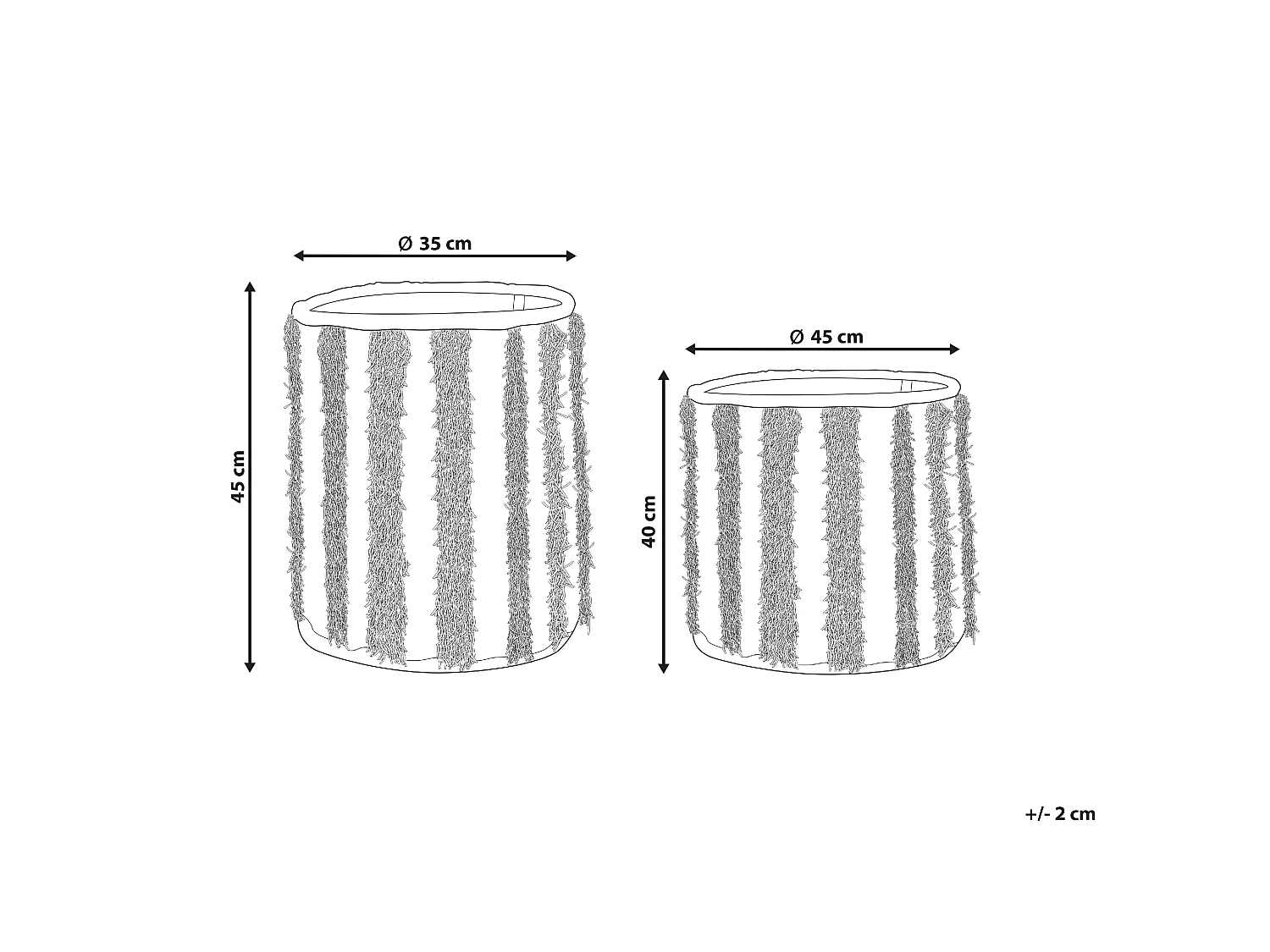 Lot de 2 paniers KAKKI Coton Beige