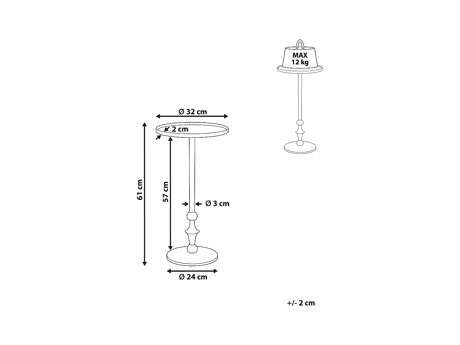 Table d'appoint MEDA Métal Argenté