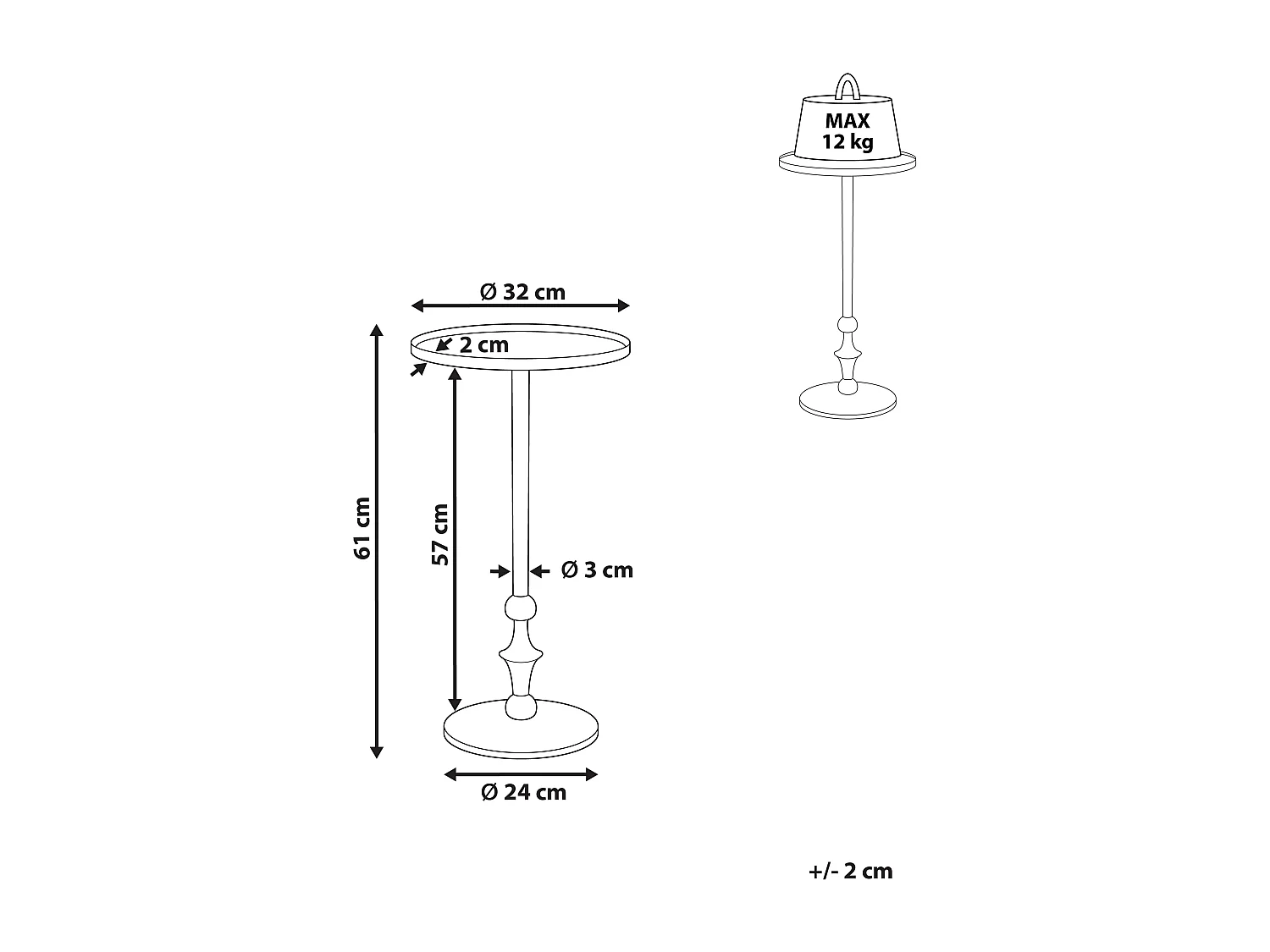 Table d'appoint MEDA Métal Argenté