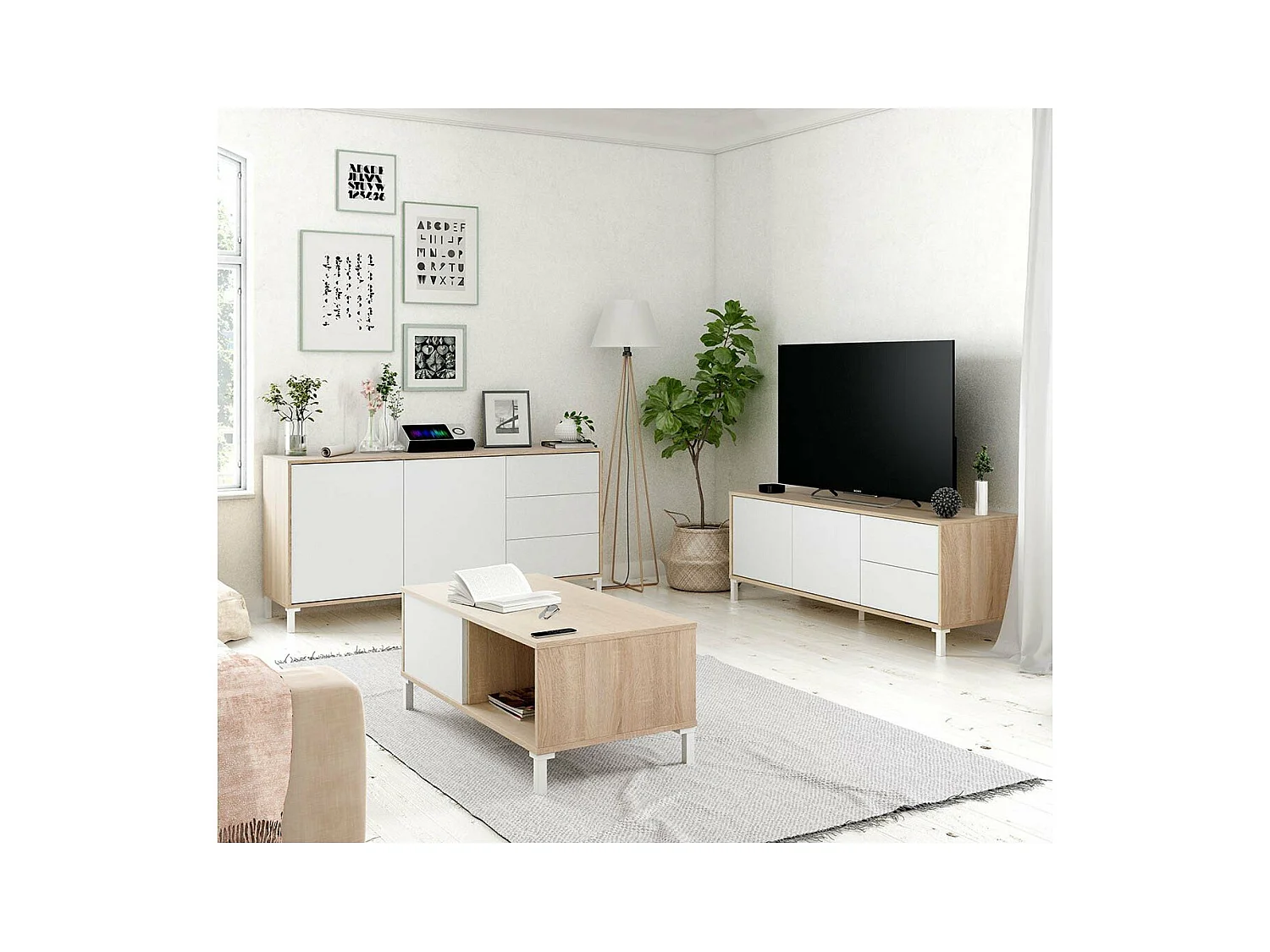 Couchtisch mit 2 Aufbewahrungsnischen Brooklyn - L100 cm